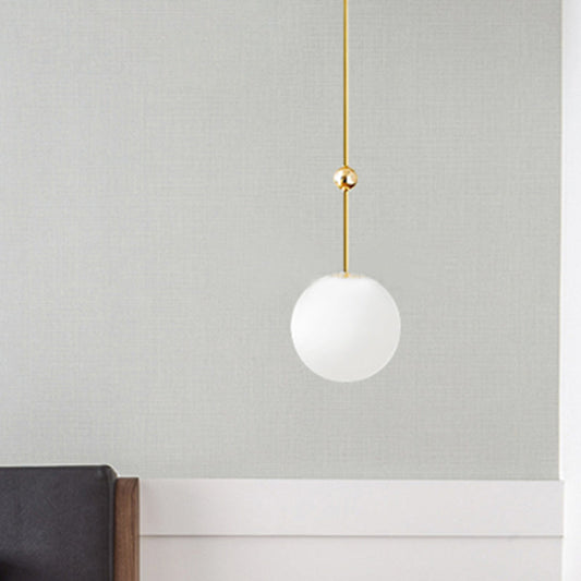 Modern Gold Led Pendant Light With Milk Glass Shade - 39/47 H