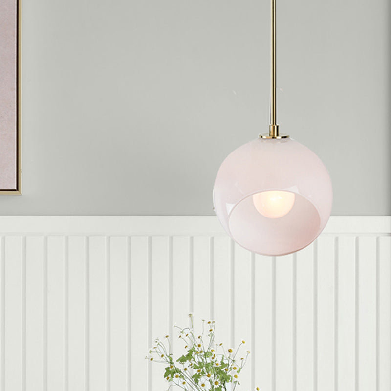 Minimalist White Glass Globe Pendant Light for Restaurant Ceiling
