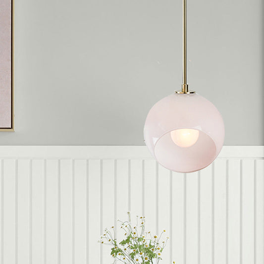 Minimalist White Glass Globe Pendant Light for Restaurant Ceiling
