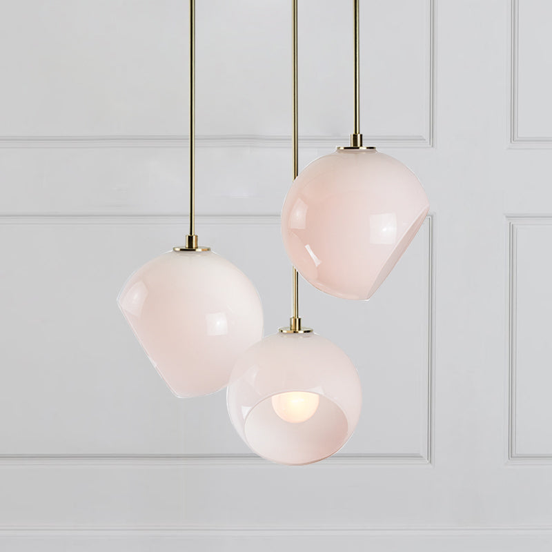 Minimalist White Glass Globe Restaurant Suspension Lamp - 1 Head Ceiling Hang Fixture