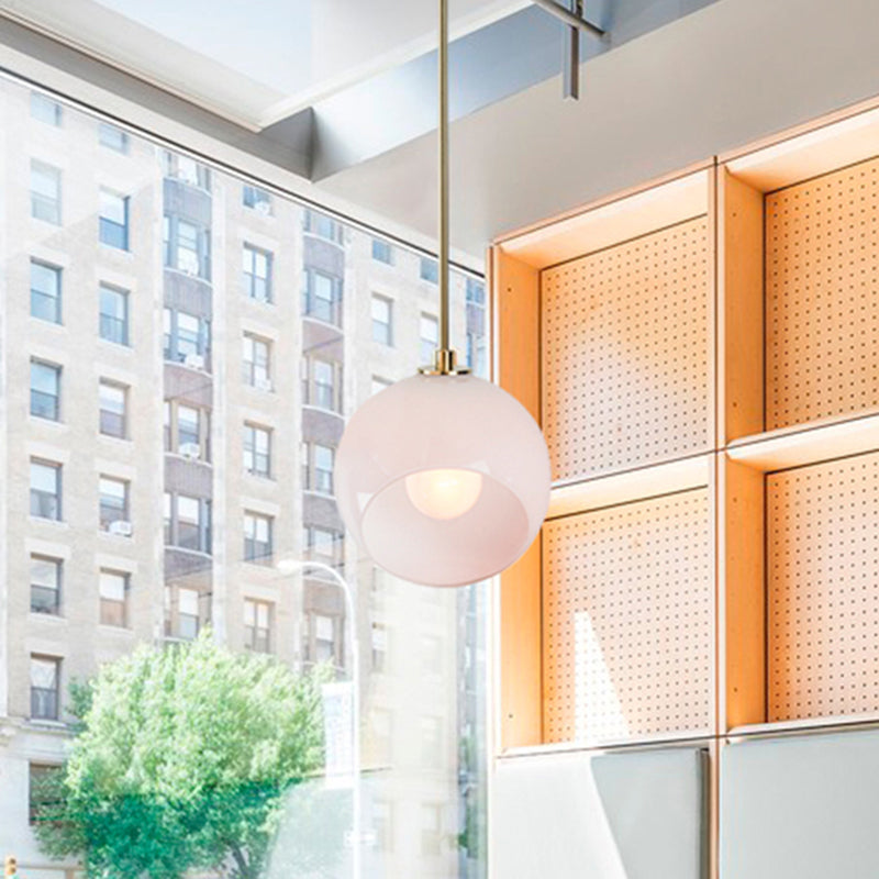 Minimalist White Glass Globe Pendant Light for Restaurant Ceiling