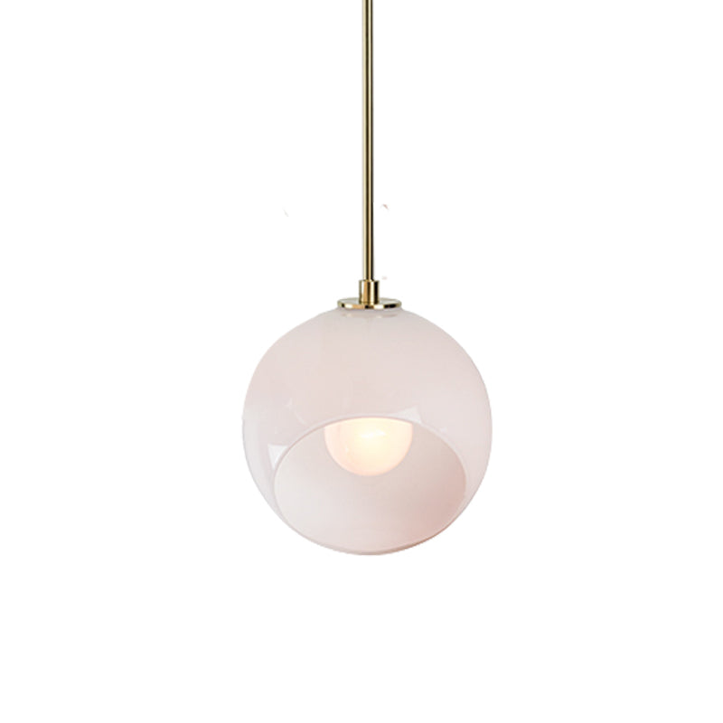 Minimalist White Glass Globe Pendant Light for Restaurant Ceiling