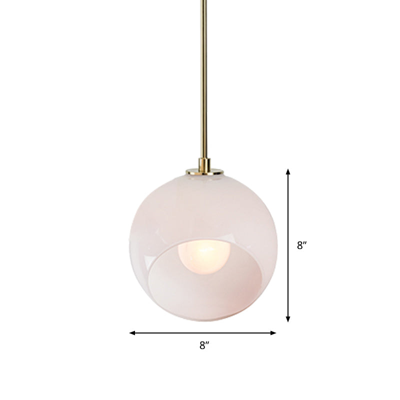 Minimalist White Glass Globe Pendant Light for Restaurant Ceiling