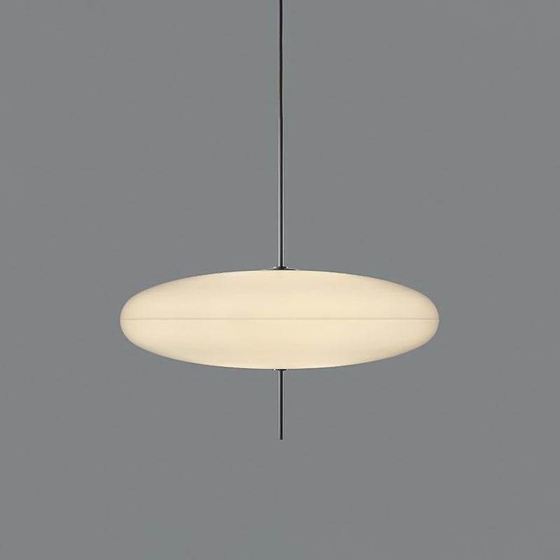 Circular Modernism Pendant Light with White Glass - 1-Bulb Dining Room Ceiling Fixture