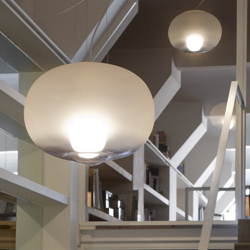 Contemporary White Glass Orb Pendant Light for Kitchen - 1 Head Ceiling Lamp, 12.5"/17" Wide