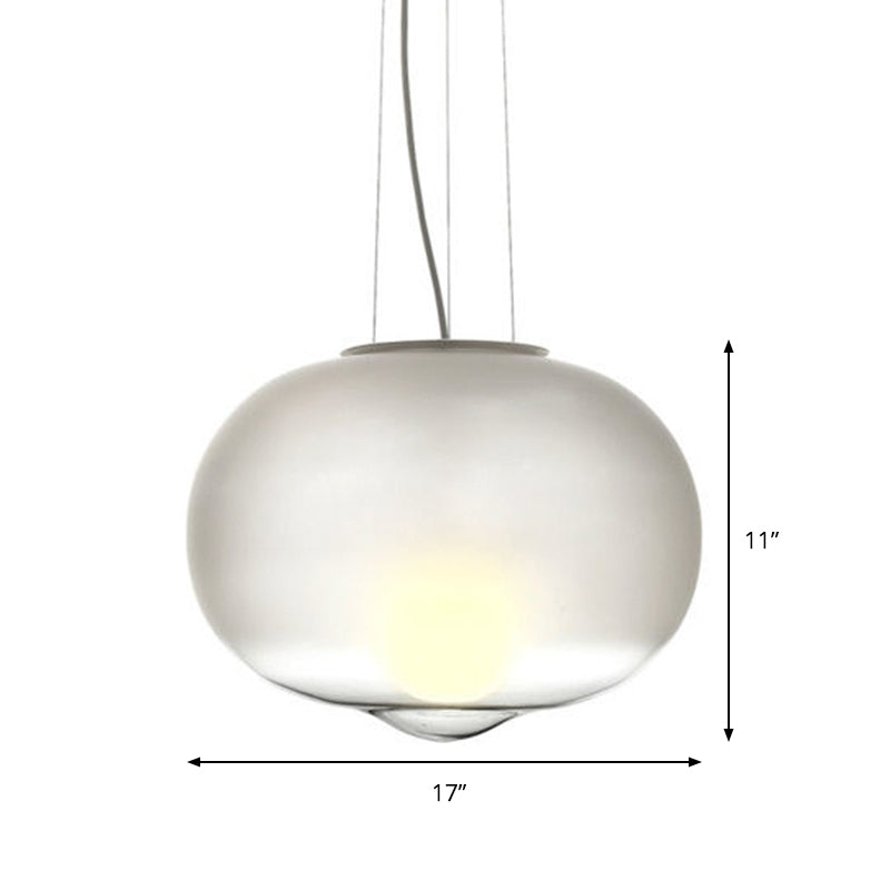 Contemporary White Glass Orb Ceiling Lamp - 1 Head Pendant Light Fixture For Kitchen 12.5/17 Wide