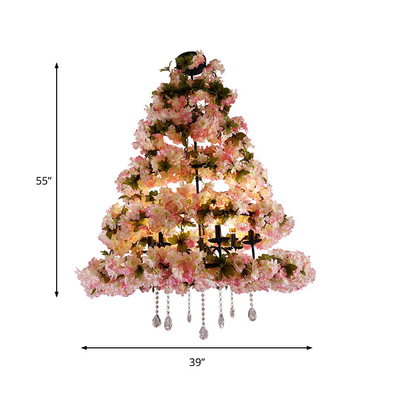 Lustre LED rétro en métal avec 6 ampoules roses - Idéal pour les restaurants
