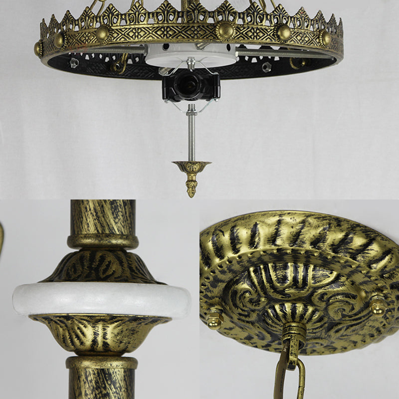 Vintage Stained Glass Pendant Light With Metal Chain For Foyer Ceiling - White/Beige/Orange-Blue