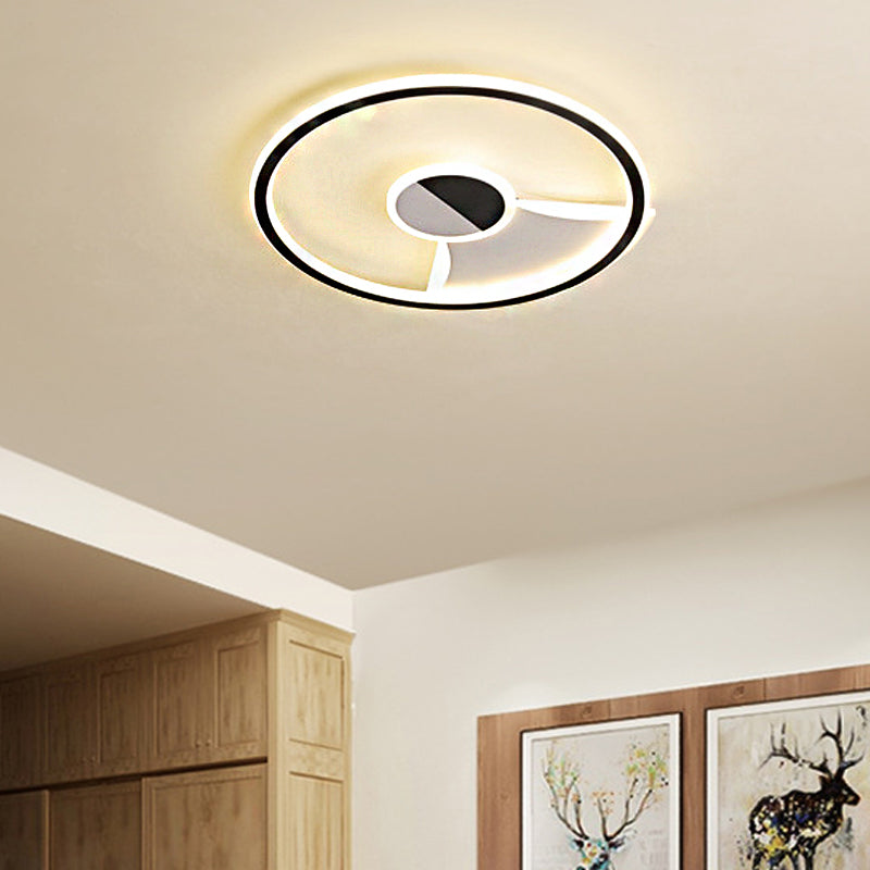 Contemporary White/Warm Flush Mount Lighting: Acrylic 16"/19.5"/23.5" Lights in Black