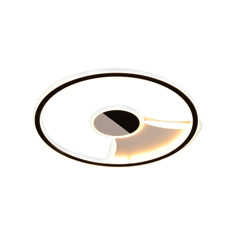 Contemporary White/Warm Flush Mount Lighting: Acrylic 16"/19.5"/23.5" Lights in Black