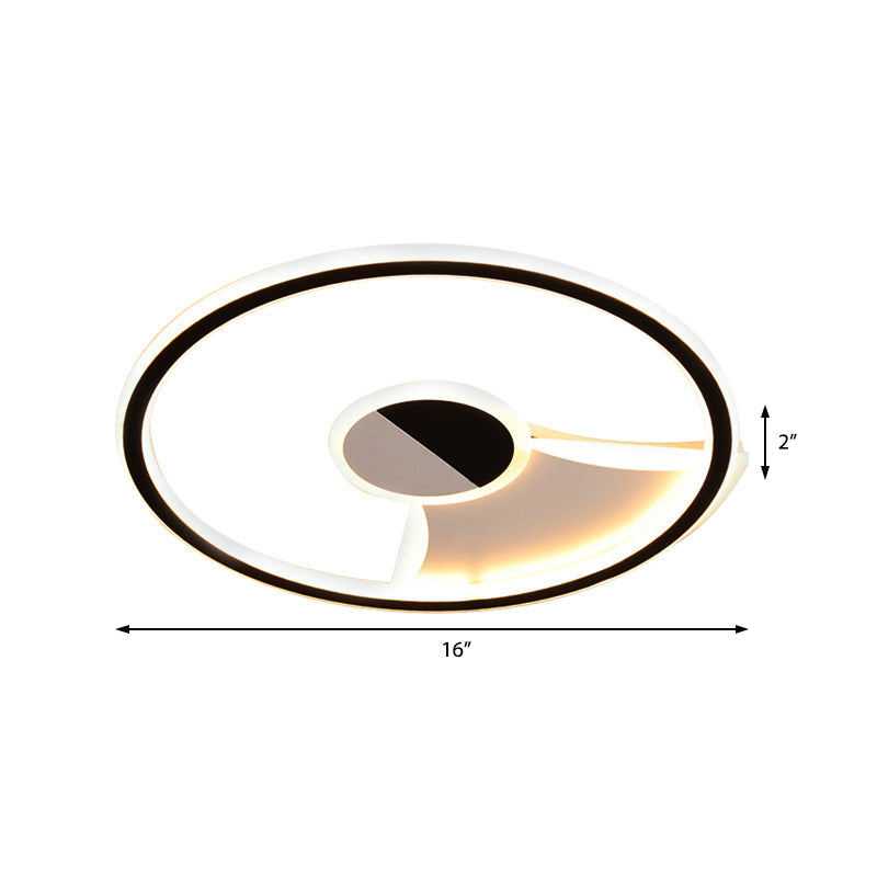 Contemporary White/Warm Flush Mount Lighting: Acrylic 16"/19.5"/23.5" Lights in Black