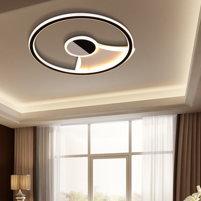 Contemporary White/Warm Flush Mount Lighting: Acrylic 16"/19.5"/23.5" Lights in Black