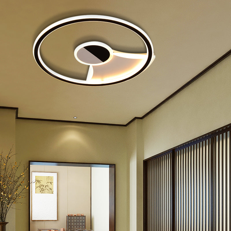 Contemporary White/Warm Flush Mount Lighting: Acrylic 16"/19.5"/23.5" Lights in Black