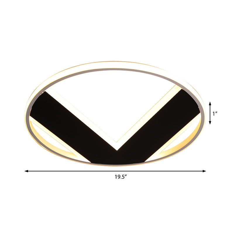 V-Shaped Ceiling Light - Modern Acrylic & Black - Creative Bedroom Lighting Fixture - 16"/19.5"/25.5" - Warm/White