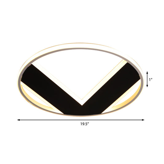 V-Shaped Ceiling Light - Modern Acrylic & Black Creative Bedroom Lighting Fixture 16/19.5/25.5