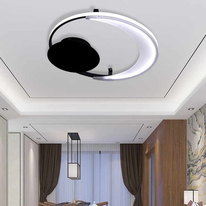 Contemporary Acrylic Flushmount Ceiling Light in Black - 3 Sizes Available