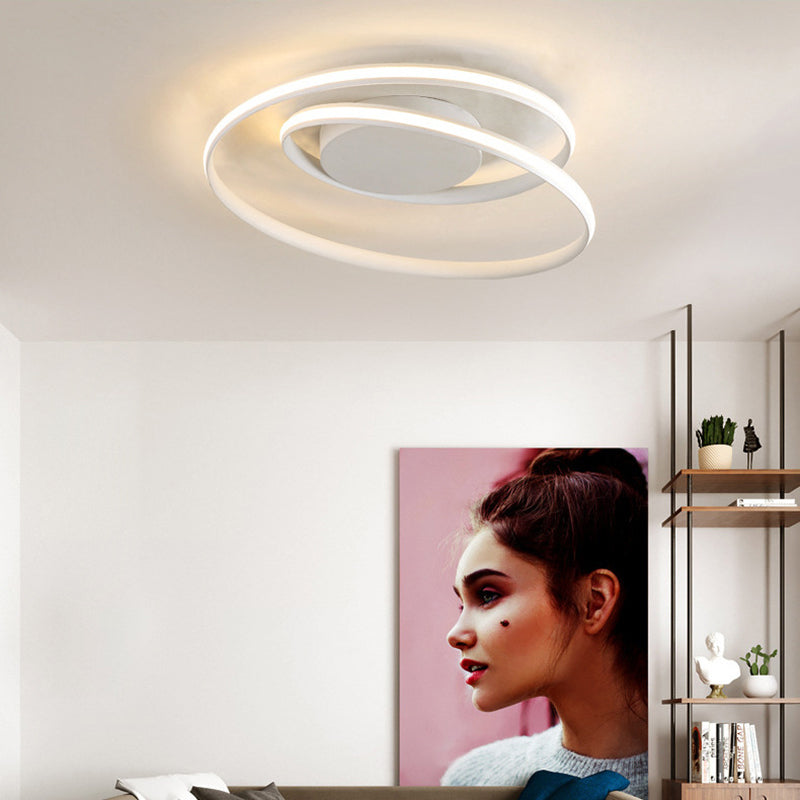Modern Circle Ceiling Lights - White/Black Flush Mount Fixtures, Indoor Lighting (18"/23.5")