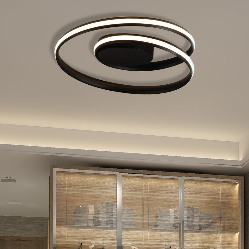Modern Circle Ceiling Lights - White/Black Flush Mount Fixtures, Indoor Lighting (18"/23.5")
