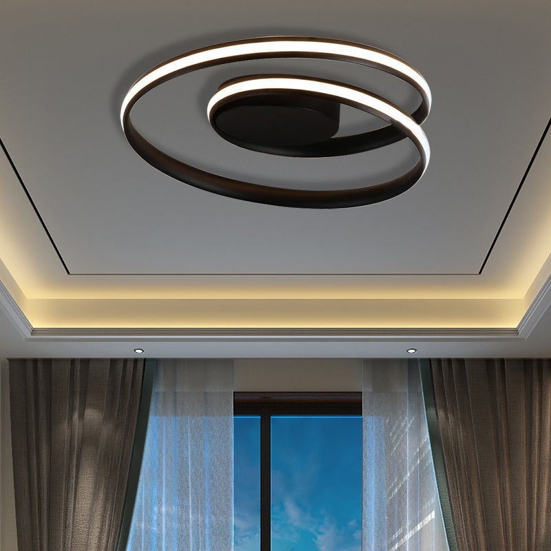 Modern Circle Ceiling Lights - White/Black Flush Mount Fixtures, Indoor Lighting (18"/23.5")
