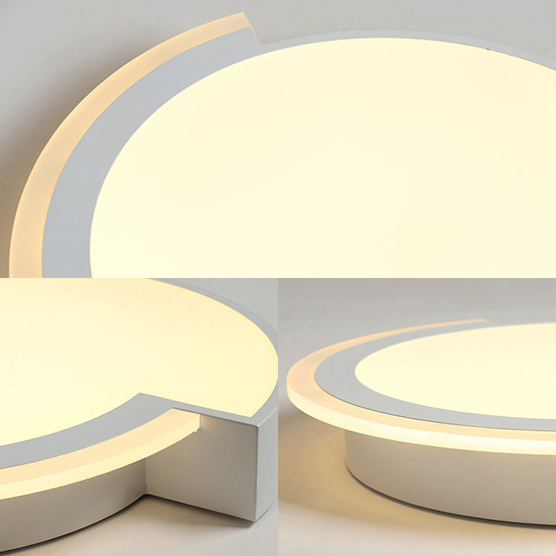 Modern Round Flushmount Ceiling Fixture - White Acrylic - Multiple Sizes - Warm/White