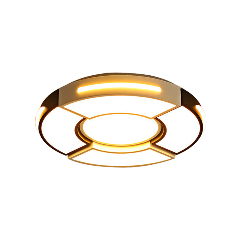Modern Black Round Acrylic Ceiling Fixture - Unique Design, 16"/19.5"/23.5" - Warm/White Lighting