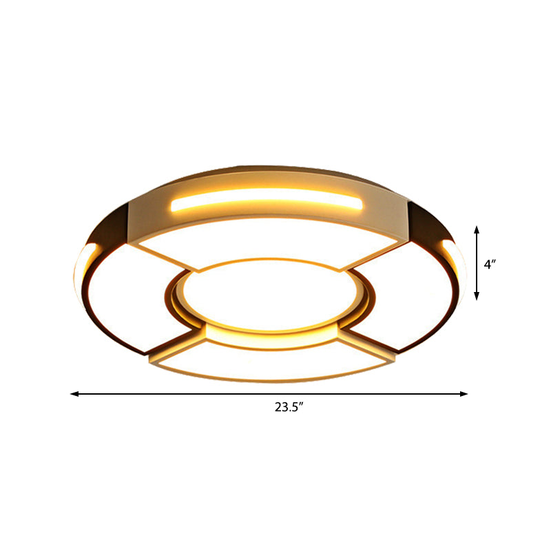 Modern Black Round Acrylic Ceiling Fixture - Unique Design, 16"/19.5"/23.5" - Warm/White Lighting