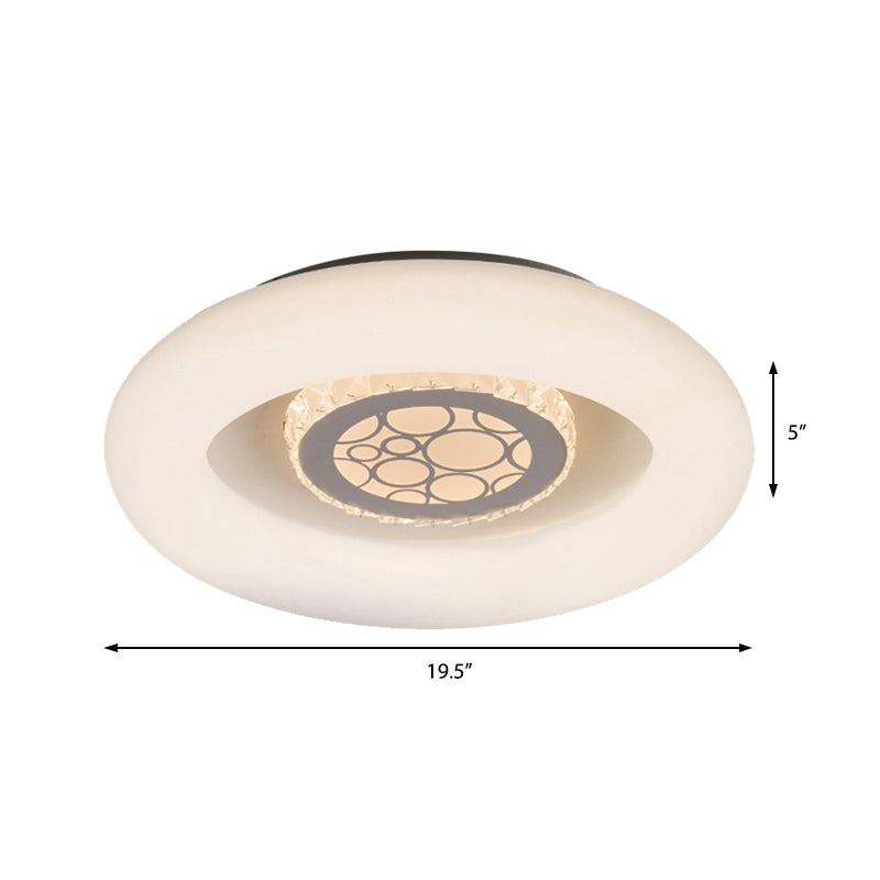 Modern White Circle Flush Mount Light - Unique Acrylic Ceiling Fixture for Bedroom