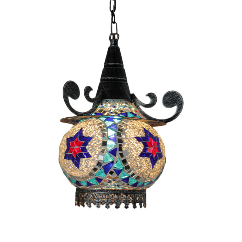 Handcrafted Bohemia Stained Glass Pendant Ceiling Light - Beige/Yellow/Green