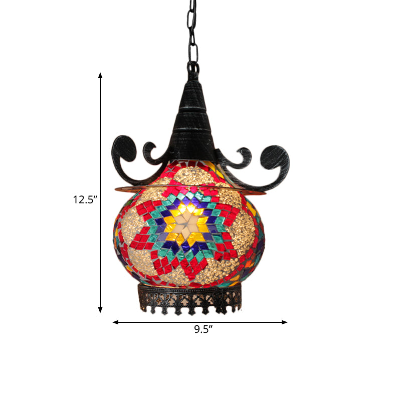 Handcrafted Bohemia Stained Glass Pendant Ceiling Light - Beige/Yellow/Green