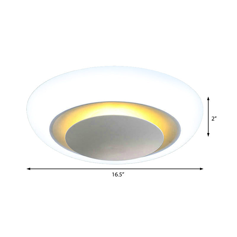 Unique Round Modern Ceiling Light - 16.5"/20.5"/24.5" - Warm/White - Flush Mount Fixture (White)