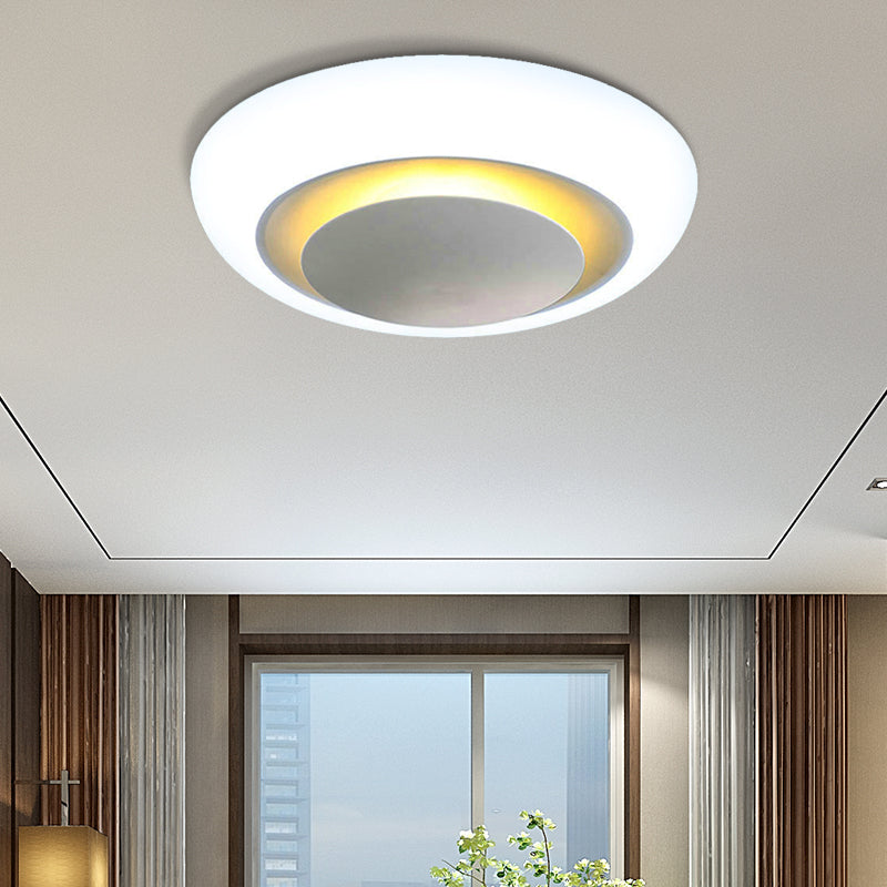 Unique Round Modern Ceiling Light - 16.5"/20.5"/24.5" - Warm/White - Flush Mount Fixture (White)