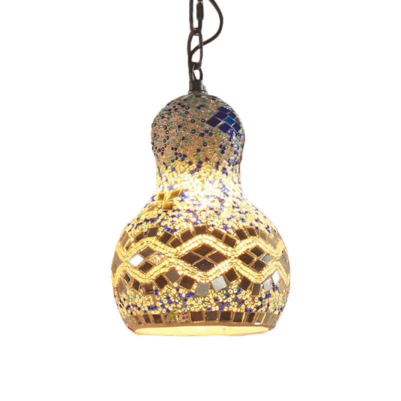 Turkish Cut Glass Gourd Pendant Light Fixture 1 Ceiling Hanging Lamp For Restaurants In