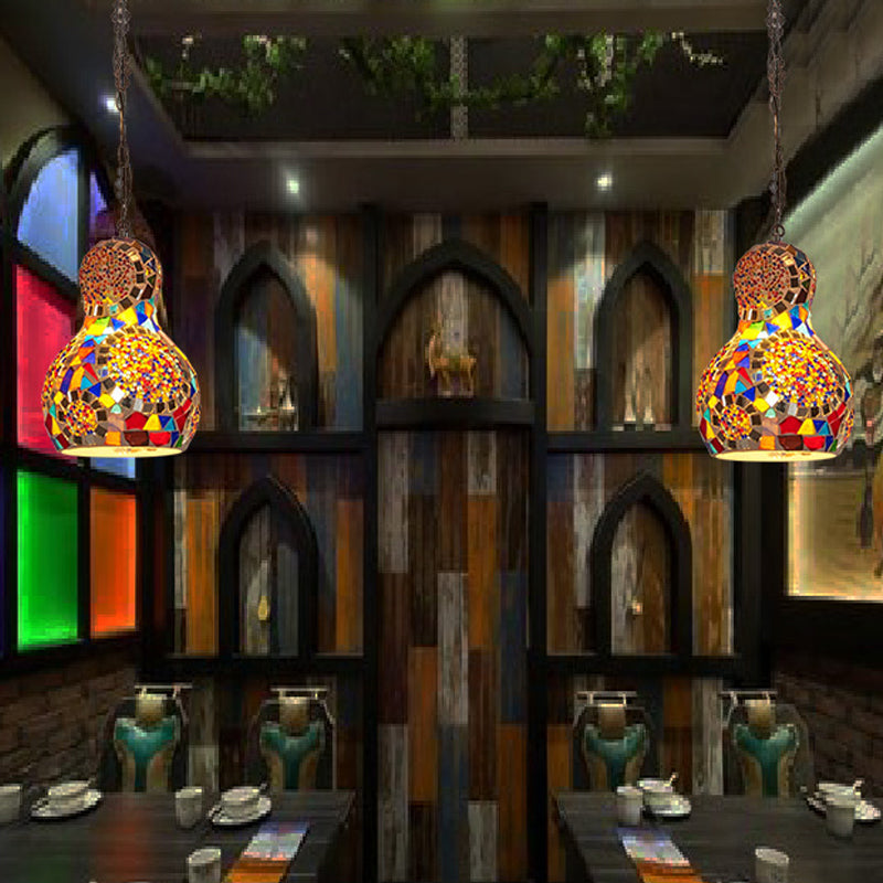 Turkish Cut Glass Gourd Pendant Light Fixture 1 Ceiling Hanging Lamp For Restaurants In