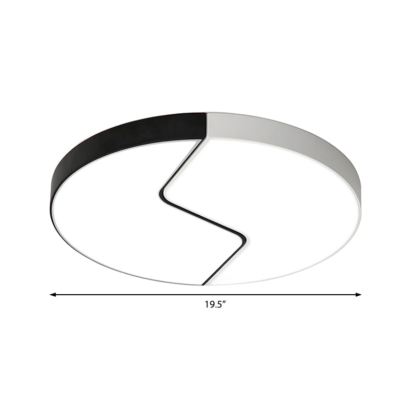 Modern Black and White Round Flushmount Metal 2-Light LED Ceiling Light - 19.5" W - Warm/White Light