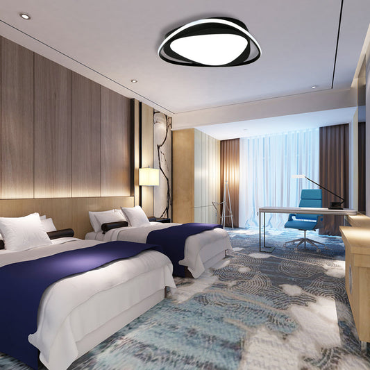 Black Metal LED Flushmount Ceiling Light with Minimalist Triangle Design and Integrated Diffuser
