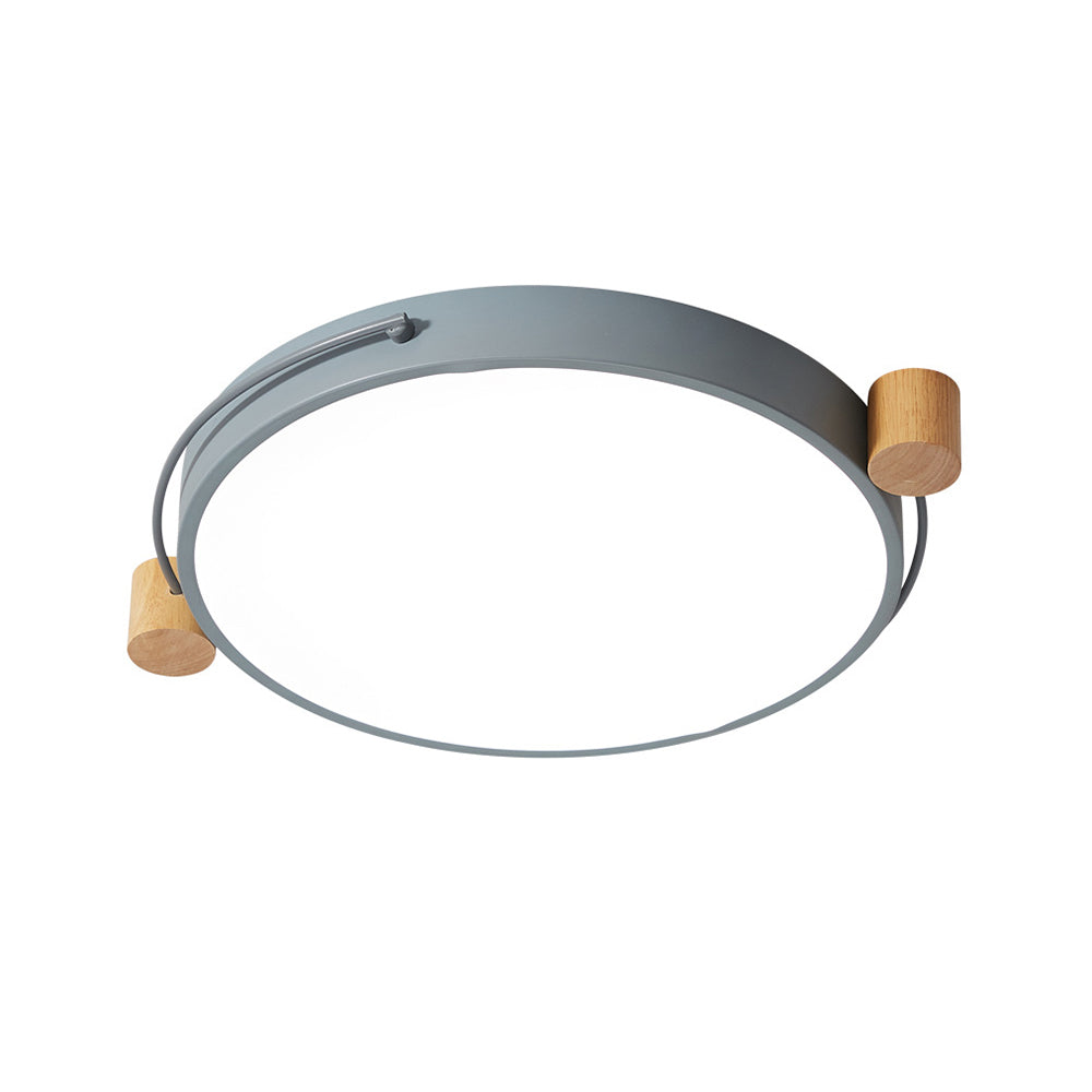 Iron Flush Mount LED Light Fixture in Grey - Simple Circular Design, Multiple Size Options for Living Room - White/3 Color Light/Remote Control Dimming