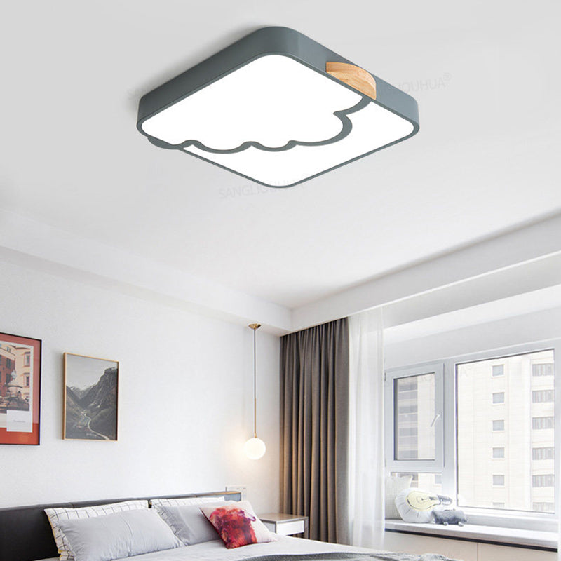 Modern Acrylic LED Flush Mount Light with Cloud Pattern for Bedroom