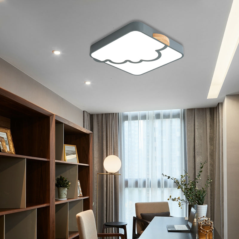 Modern Acrylic LED Flush Mount Light with Cloud Pattern for Bedroom