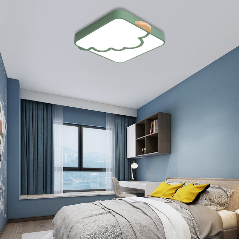 Modern Acrylic LED Flush Mount Light with Cloud Pattern for Bedroom