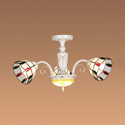 Vintage Beaded Indoor Chandelier - White Glass Shade With Multiple Light Options Perfect Pendant