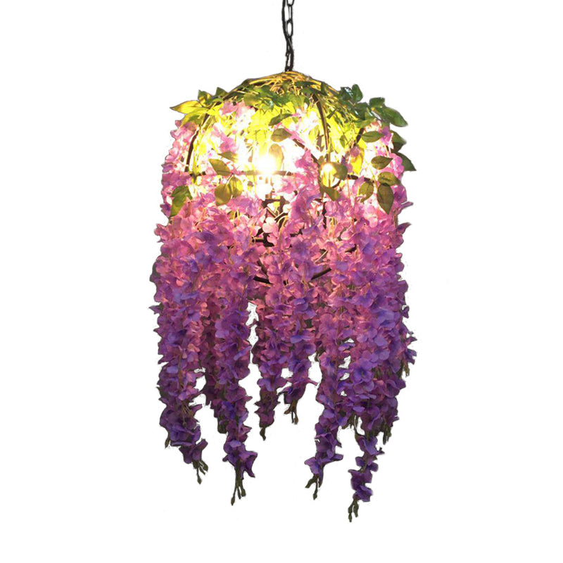 Rylee - Lustre suspendu Purple Blossom : suspension industrielle en métal à 4 ampoules