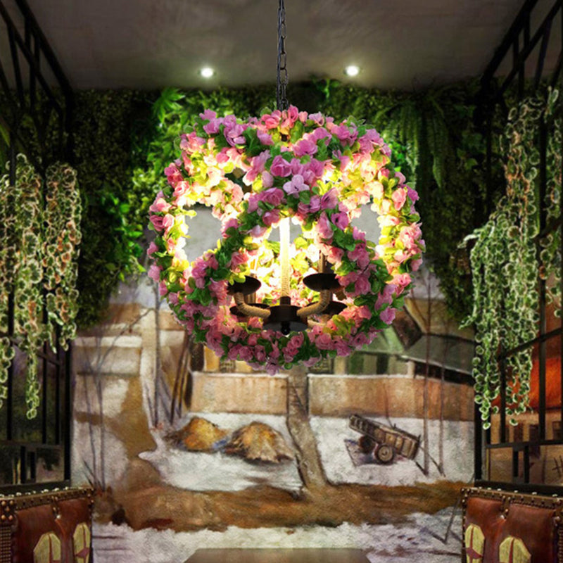 Peyton - Global Industrial Chandelier Light Fixture 3 Lights Metal Led Flower Pendant Lamp In Pink