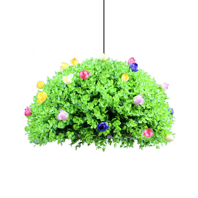 Vintage Metal Green Plant Hanging Lamp - 1 Light Led Pendant For Restaurants
