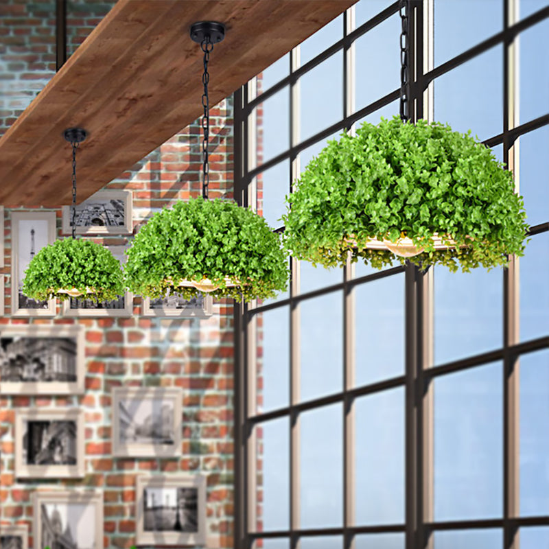 Lampe suspendue à DEL verte industrielle 18"/21,5" - Lampe de plafond à suspension en métal
