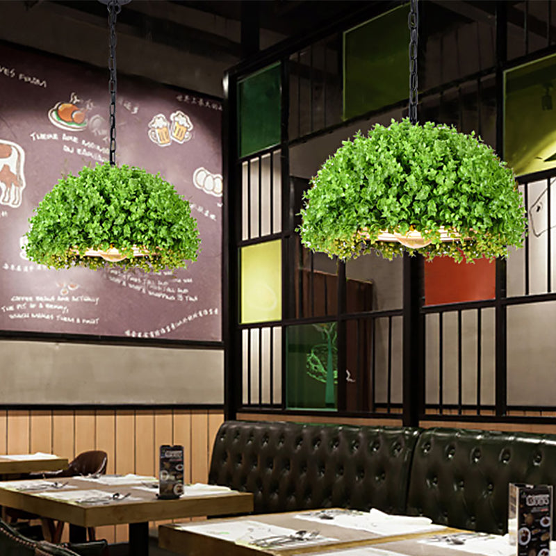 Lampe suspendue à DEL verte industrielle 18"/21,5" - Lampe de plafond à suspension en métal