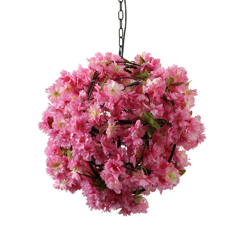 Vintage Pink Metal Led Hanging Pendant Flower Bulb For Restaurants