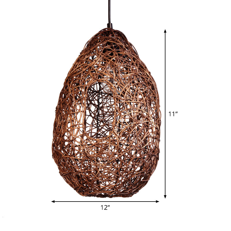 Japanese Rattan Pendant Ceiling Lamp In Brown - Handcrafted And Perfect For 1 Bulb