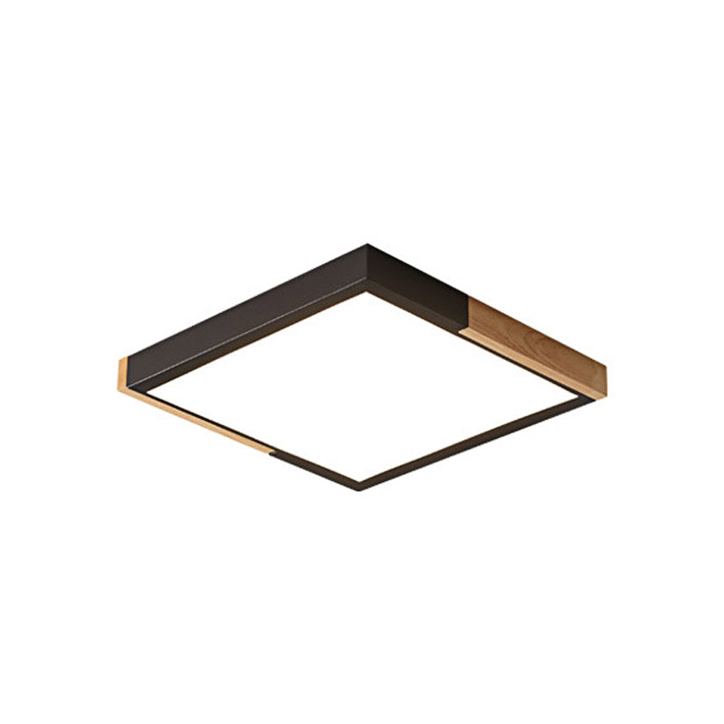 Nordic Metal Spliced Square Flush Mount Light - Led Ceiling Lighting In Green/White/Black-Wood
