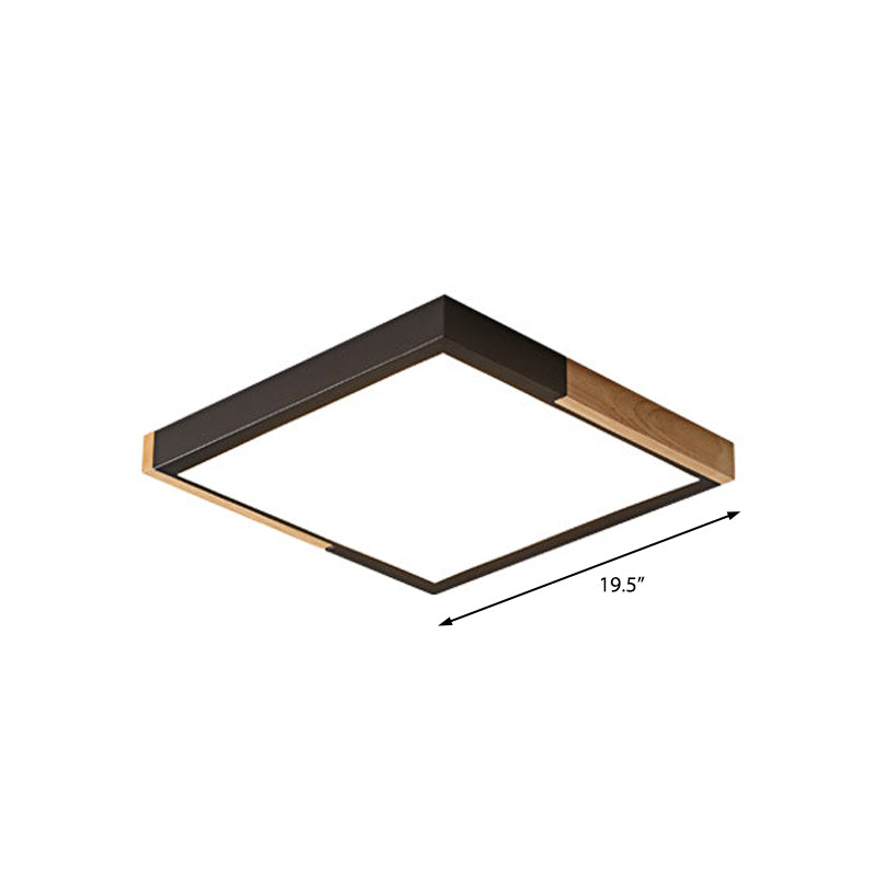 Nordic Metal Spliced Square Flush Mount Light - Led Ceiling Lighting In Green/White/Black-Wood