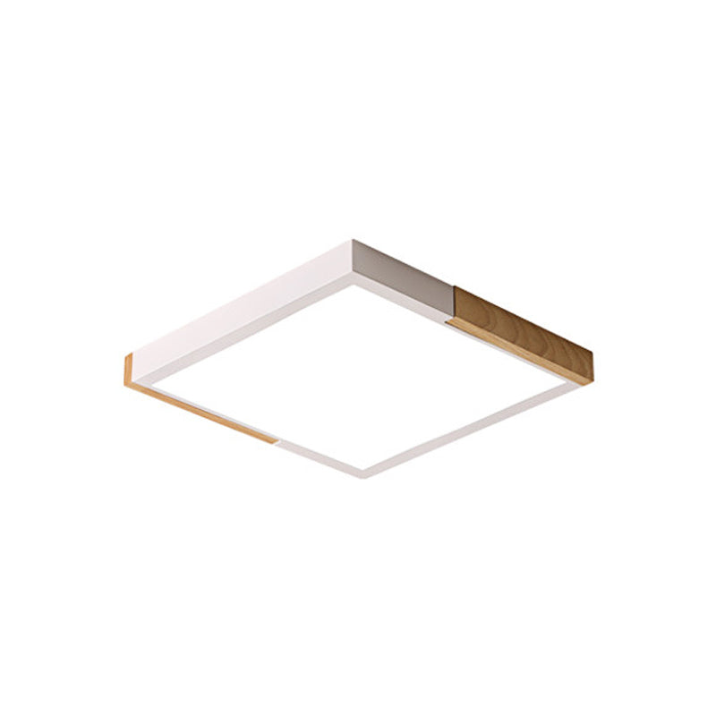 Nordic Metal Spliced Square Flush Mount Light - Led Ceiling Lighting In Green/White/Black-Wood